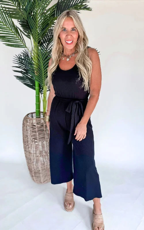 Heavy Ribbed Knit Wide Leg Tank Jumpsuit - Final Sale