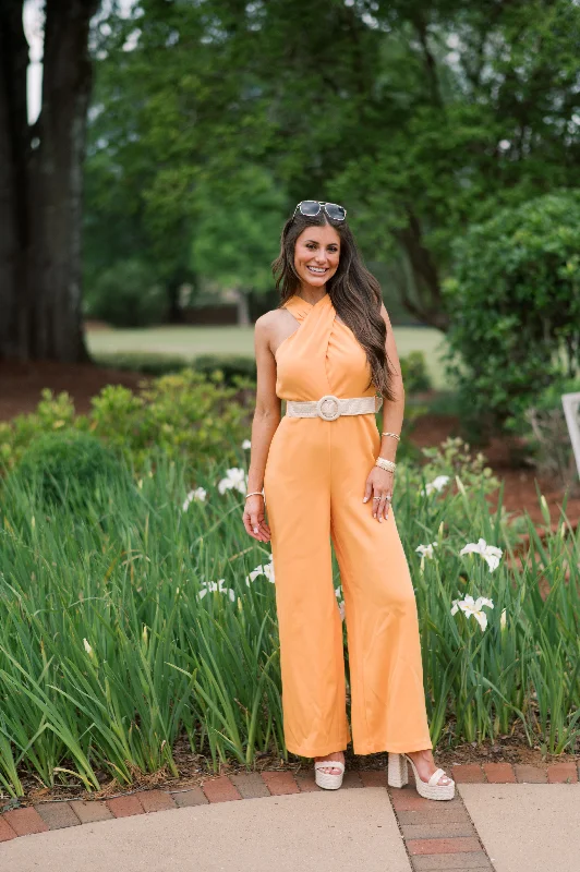 Kennedy Halter Neck Jumpsuit- Orange