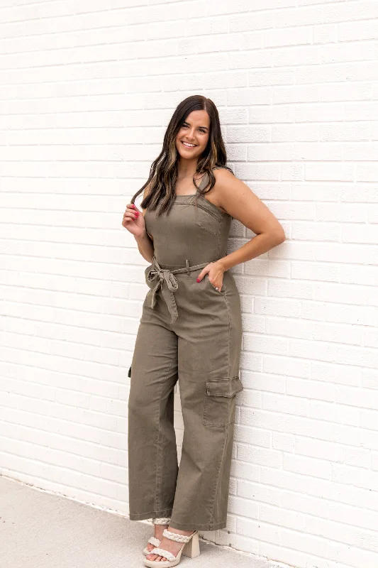 Mckenzie Cargo Jumpsuit | Olive