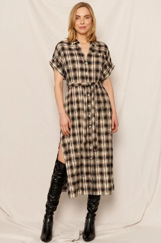 Plaid Midi Dress