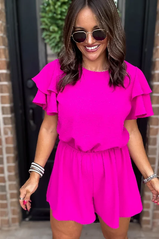 Ruffle Fuchsia Sleeve Airflow Romper