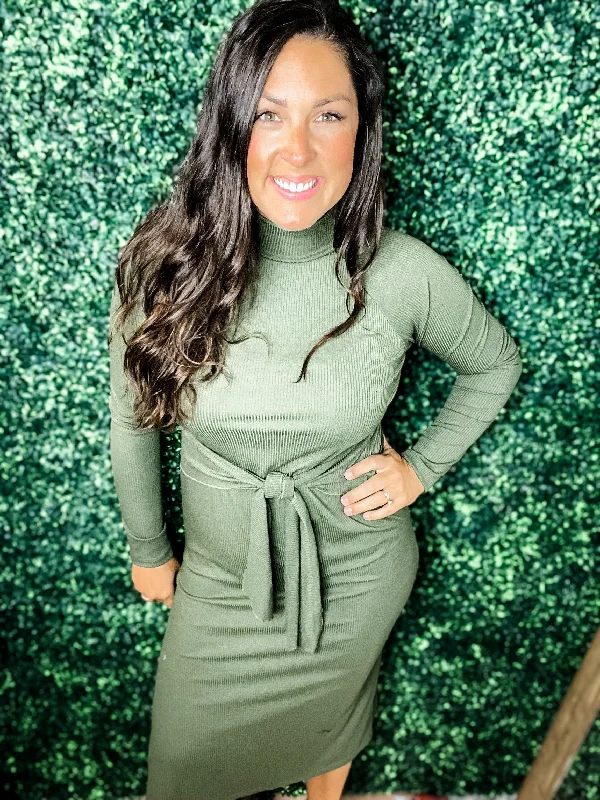 Sleek Sweater Dress Olive