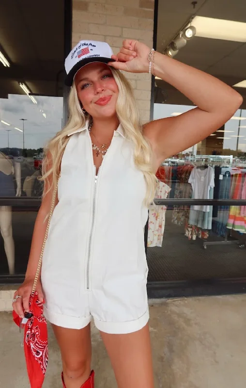 Sleeveless Zip Up Romper