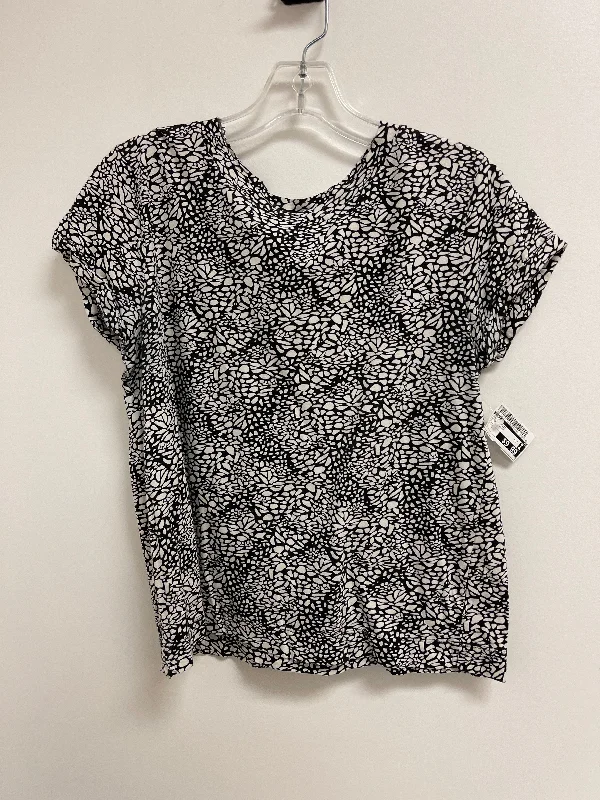 Top Short Sleeve Basic By Loft In Black & Cream, Size: S