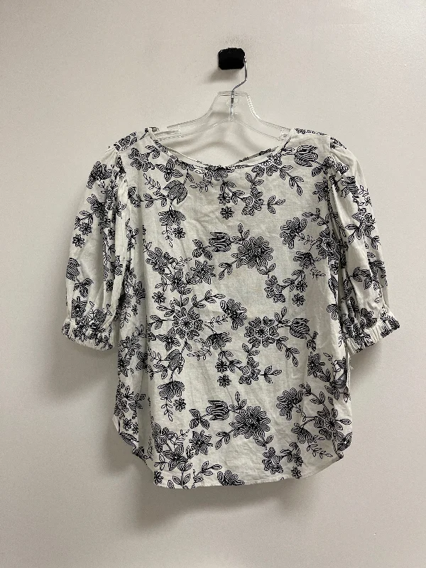 Top Short Sleeve By Ann Taylor In Black & White, Size: S