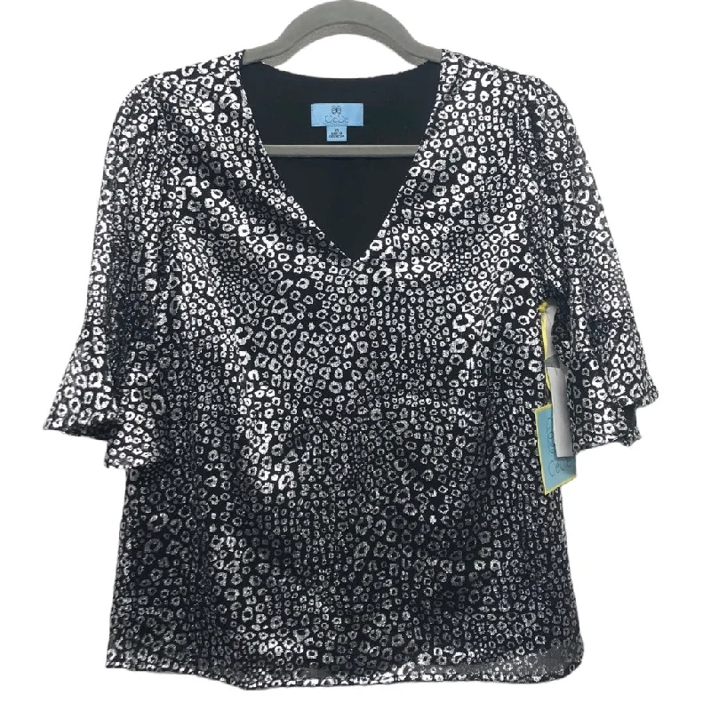 Top Short Sleeve By Cece In Black & Silver, Size: Xs