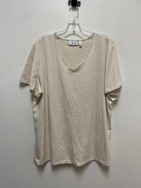 Top Short Sleeve By Denim And Company In Cream, Size: Xl