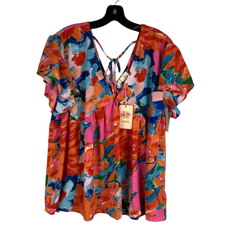 Top Short Sleeve By Entro In Multi-colored, Size: L