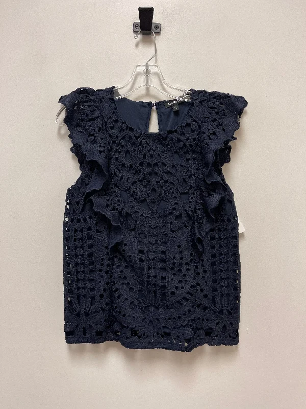 Top Short Sleeve By Express In Navy, Size: S