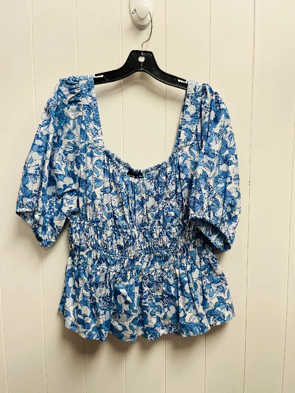 Top Short Sleeve By Gap In Blue & White, Size: Xl