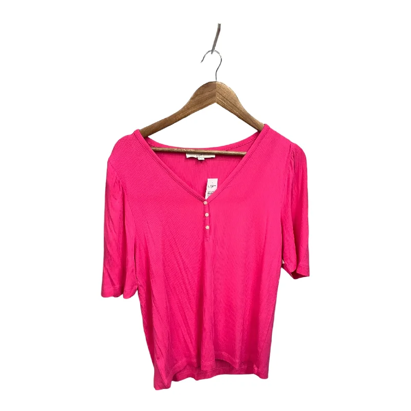 Top Short Sleeve By Loft In Pink, Size: Xl