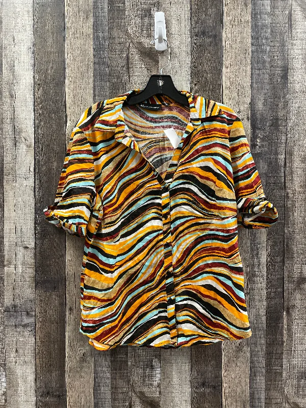 Top Short Sleeve By New York And Co In Multi-colored, Size: L