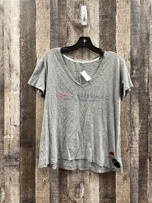 Top Short Sleeve By Peace Love World In Grey, Size: Xs