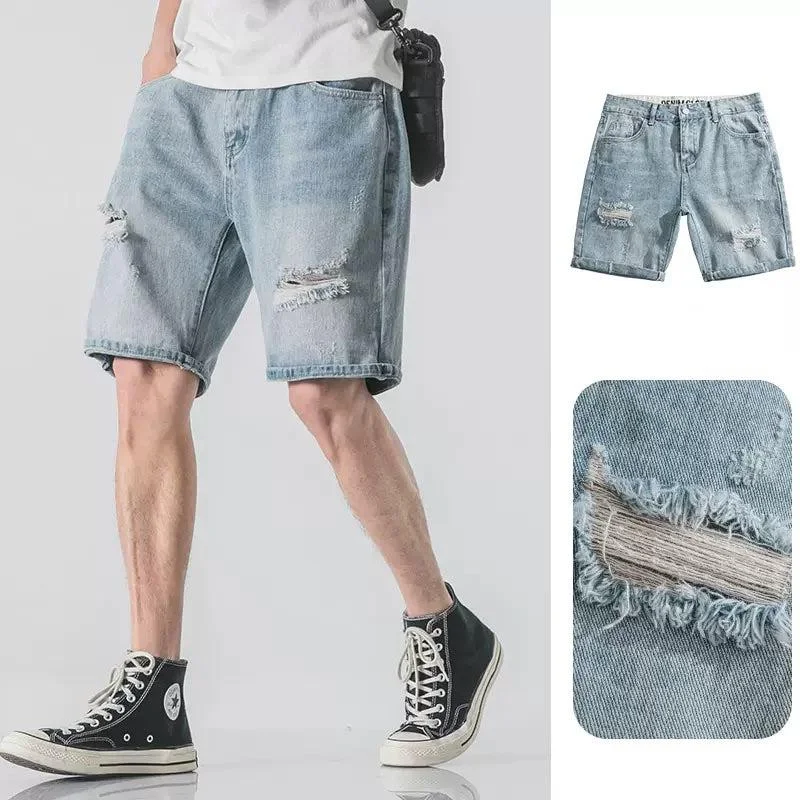 Breathable Ripped Denim Shorts