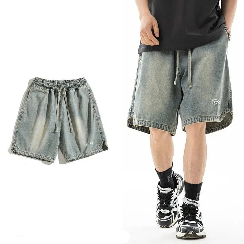 Drawstring Denim Shorts