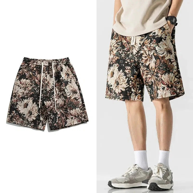 Drawstring Floral Beach Shorts