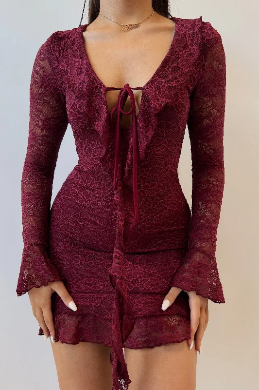 Felicia Mini Dress - Wine