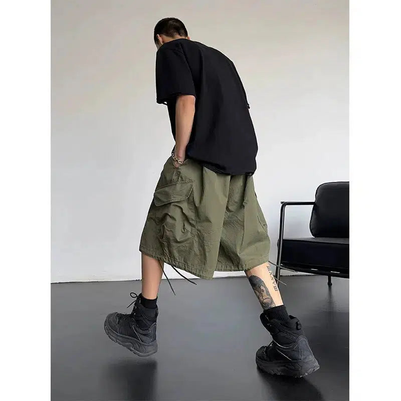 Large Pocket Wide Leg Cargo Shorts