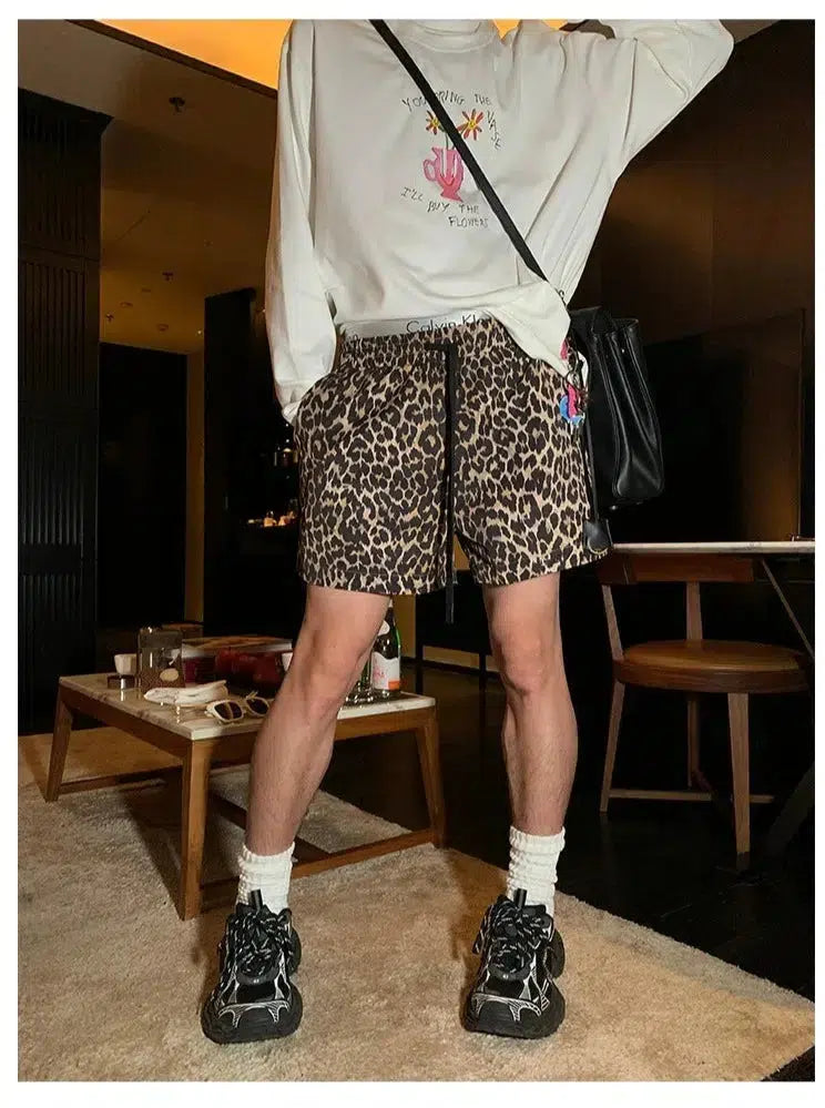 Loose-fit Leopard Print Shorts