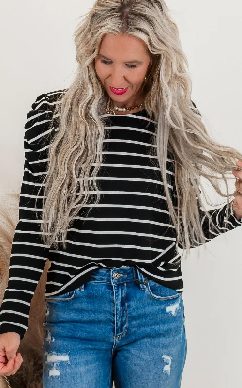 Puff Play Stripe Long Sleeve Top