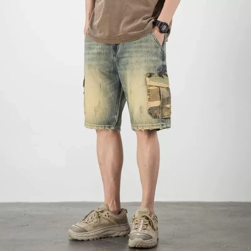 Retro Camouflage Denim Shorts