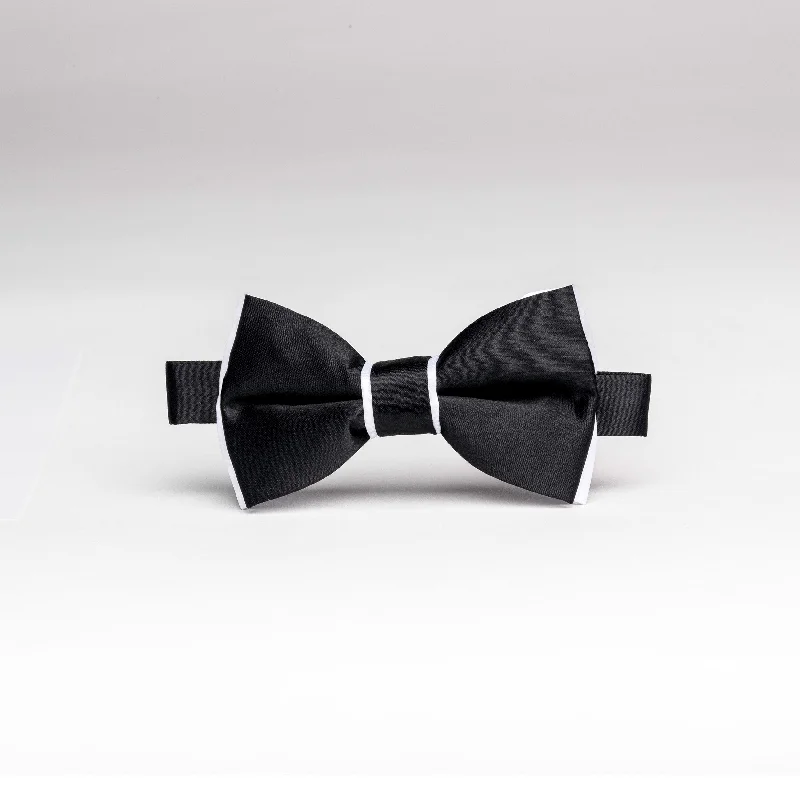 Black & White Trim Poly/Satin Bow Tie