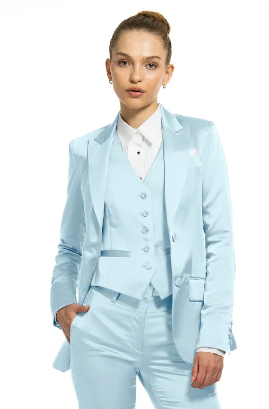 Sky Blue Satin Peak Lapel Tuxedo Jacket