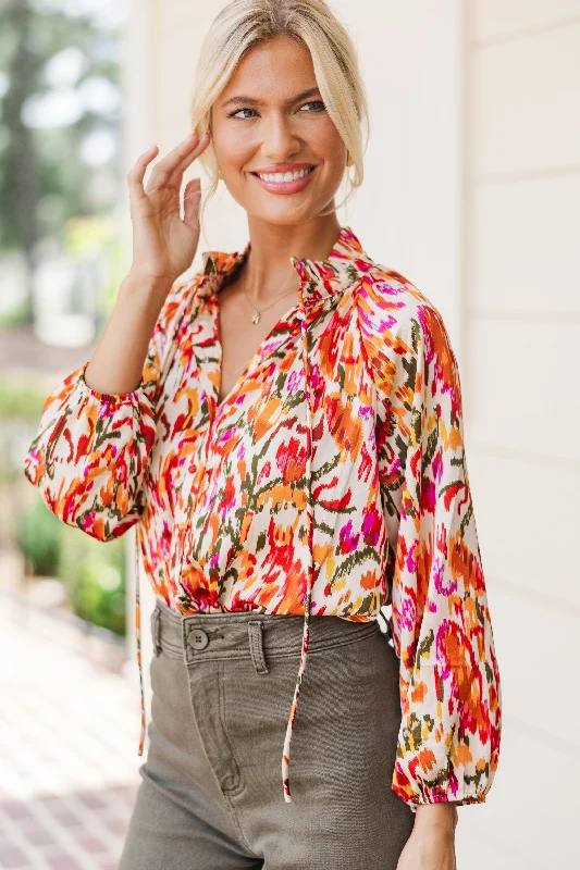 Thinking Of You Rust Orange Abstract Blouse