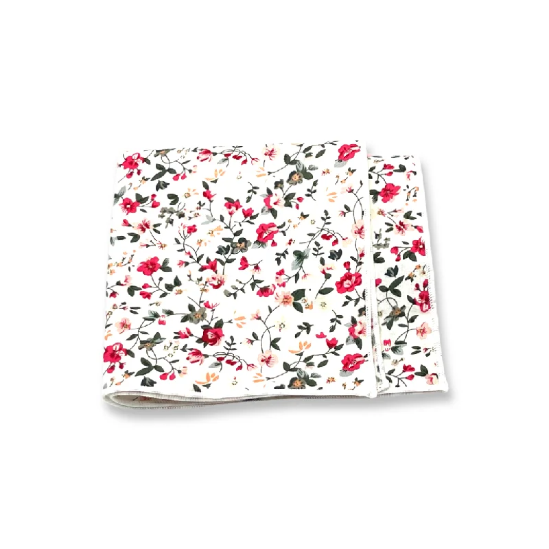 White Floral Pocket Square