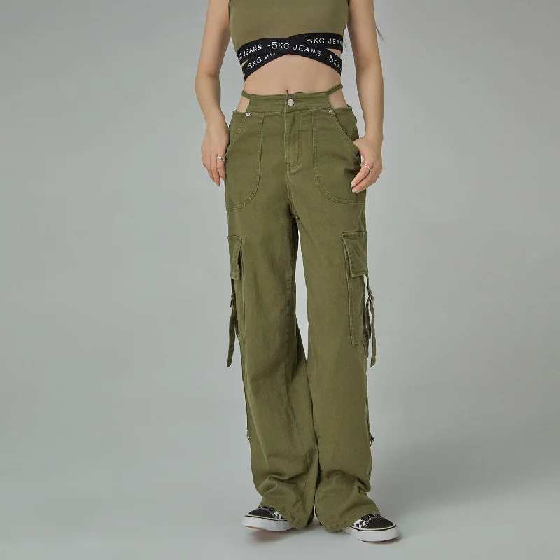 Pretty Warrior Solid High Waist Casual Pants