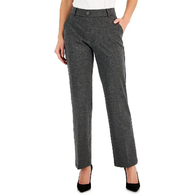 Petites Womens Faux Fly Office Wide Leg Pants