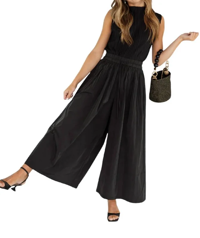 Taffeta Palazzo Pants In Black